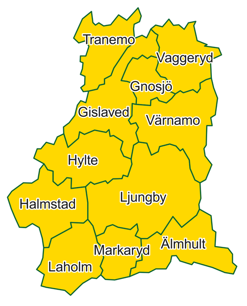 Karta över kommunerna i Entreprenörsregionen