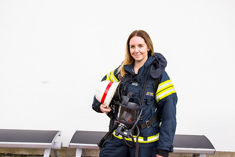 Frida Lundell, brandman i beredskap.